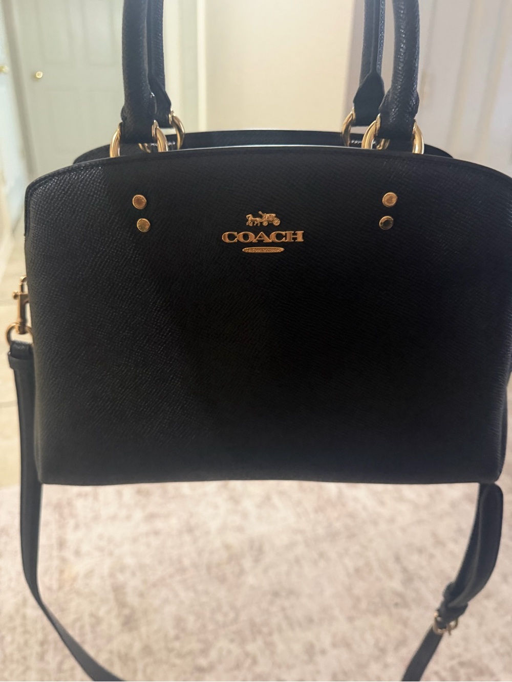 Coach Black Leather Satchel with Gold Hardware - Coach